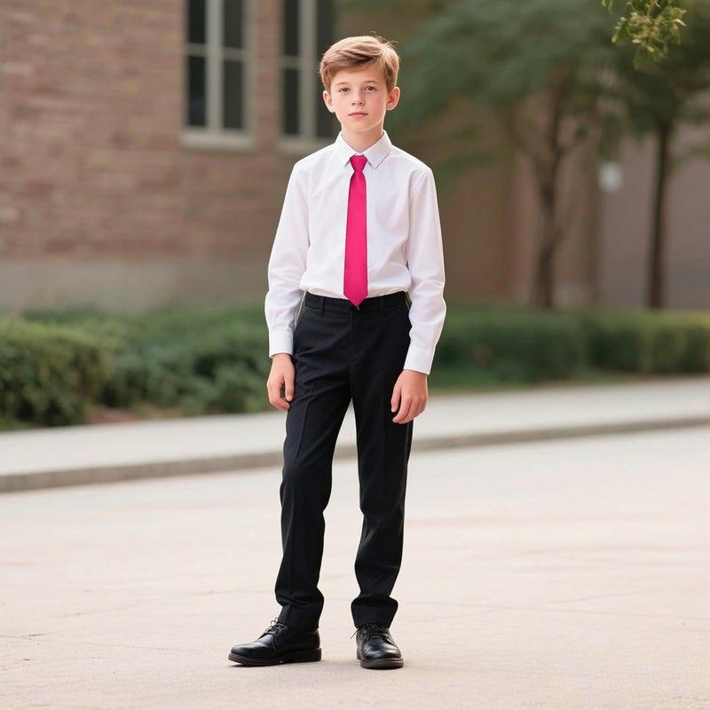 Branduce Pre-Tied Boys Ties Solid Color Kids Adjustable Necktie for Age 8-12 Wedding School Graduation - Image 3